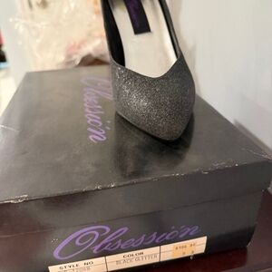 Black Glitter Heels